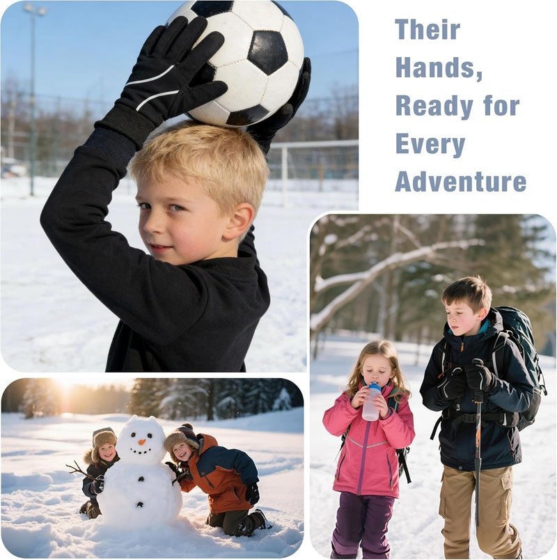 ORIGEM Kids Gloves Winter with 3M Thinsulate Insulation, Waterproof Windproof Thermal Touchscreen Anti-Slip Cycling Gloves for Running Skiing Snow Sports, Boys Girls Aged 4-12 Years - Image 5